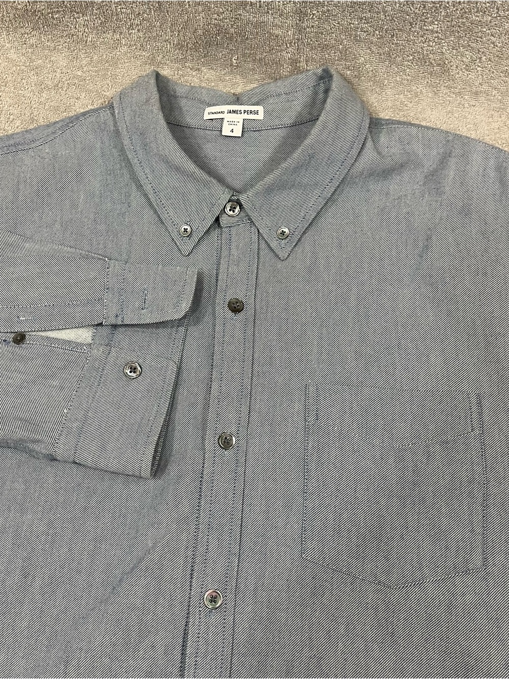 James Perse Size 4 XL Los Angeles Mens Button-Down Shirt Blue Chambray Excellent